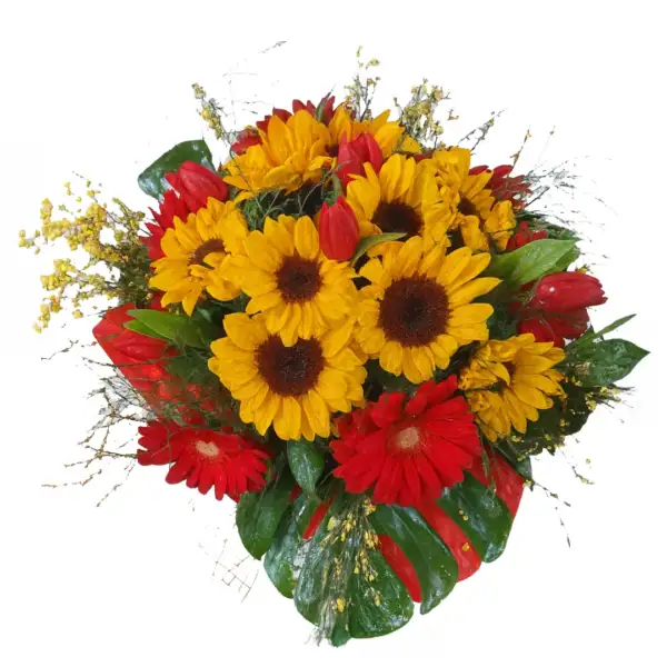Bouquet di Girasoli, Gerbre E Tulipani