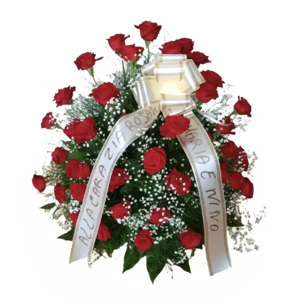 Composizione Funebre di Rose Rosse