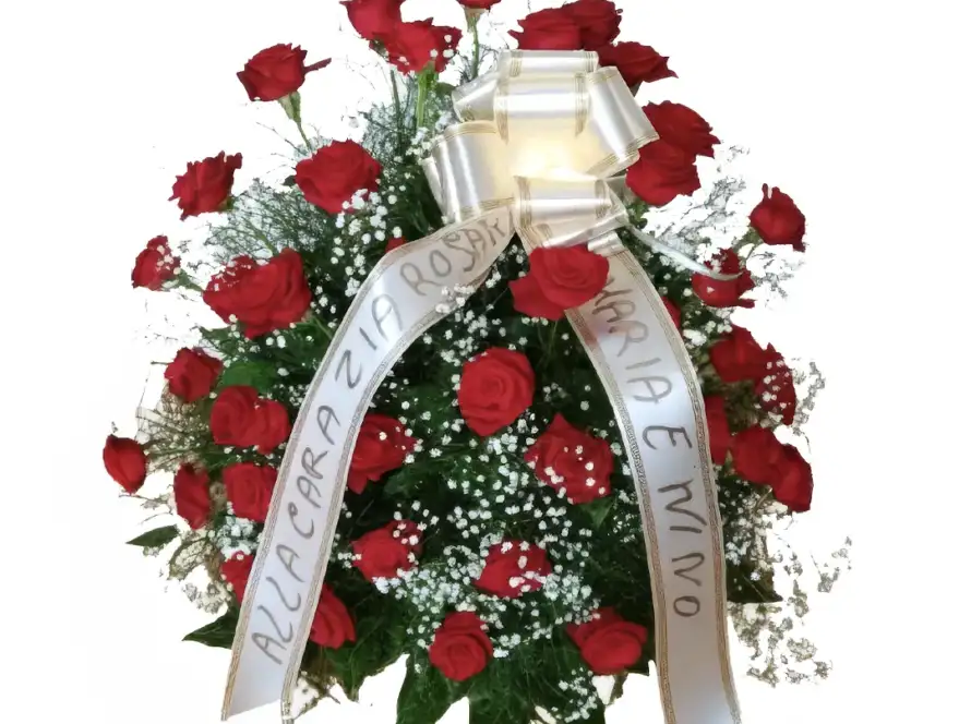 Composizione Funebre di Rose Rosse