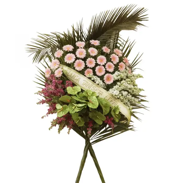 Corona Funebre Di Fiori Misti Con Piedi
